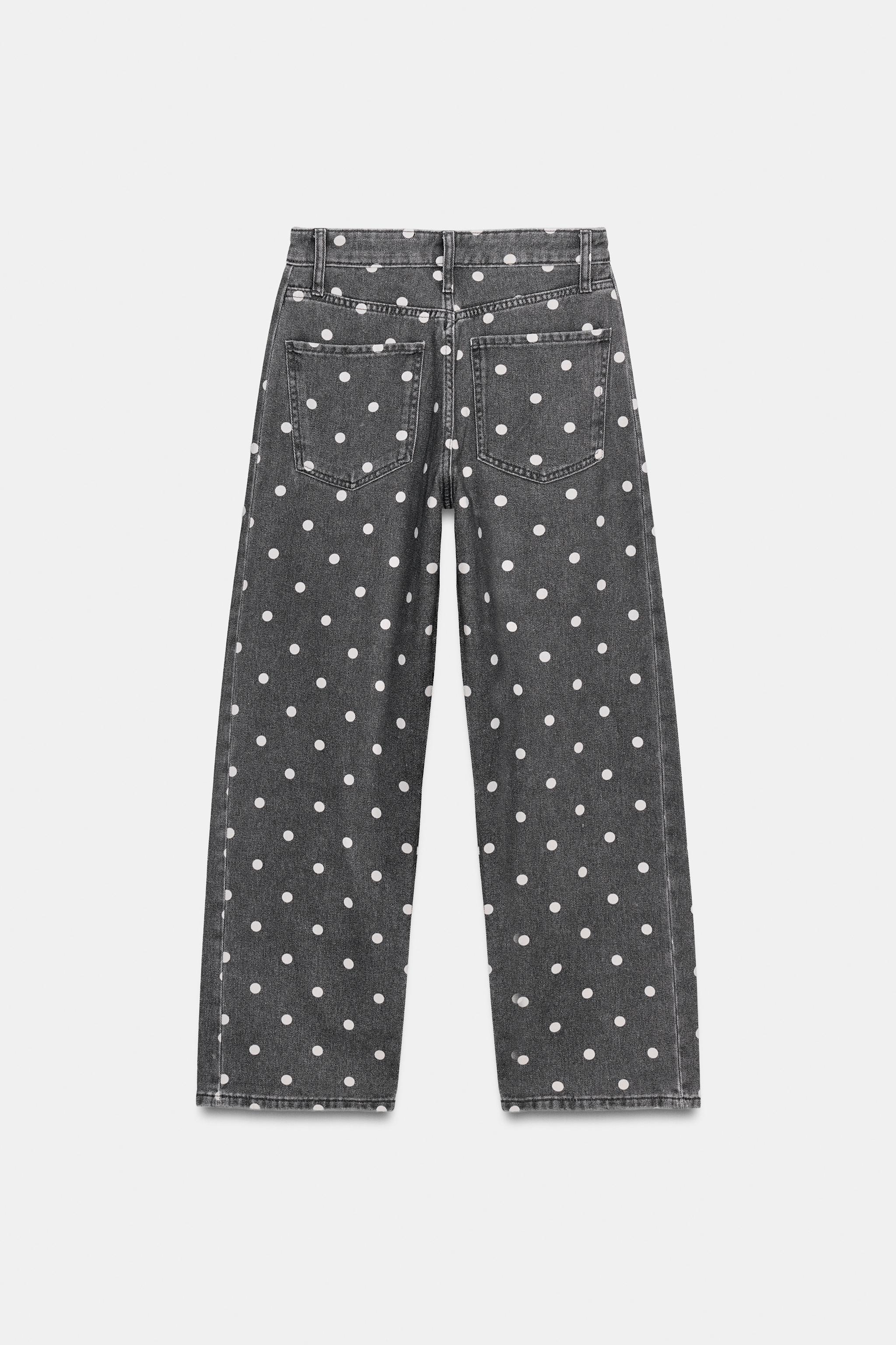 ZW COLLECTION MID-RISE POLKA DOT ANKLE RELAXED JEANS